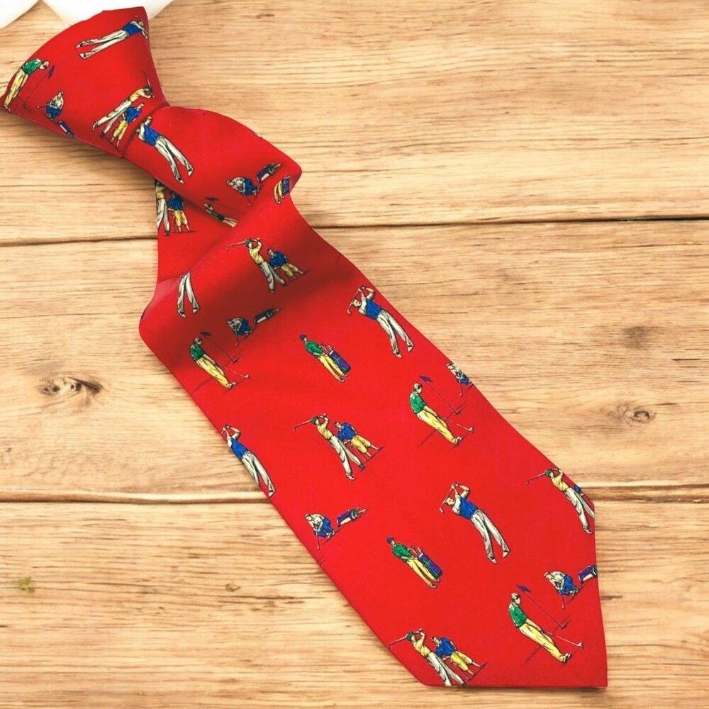 VINTAGE Polo Ralph Lauren‎ Mens Red 100% Silk Necktie Made in the USA